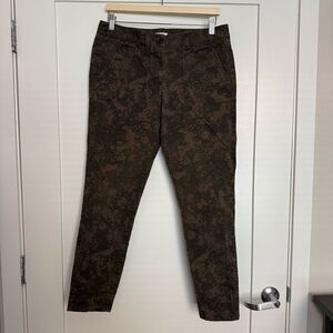 Ann Taylor Loft Marisa Pants Women 10 Green Camo Skinny Ankle Stretchy Utility
